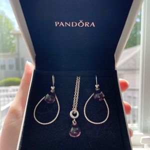Pandora Amethyst Earring & Necklace Set ✨
